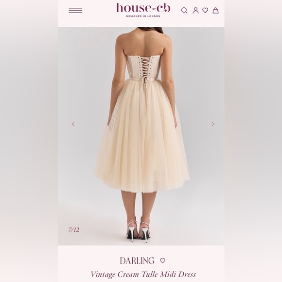 NEW House Of CB DARLING Vintage Cream Tulle Midi Dress Sz XS Cup size A-C - Picture 2 of 9